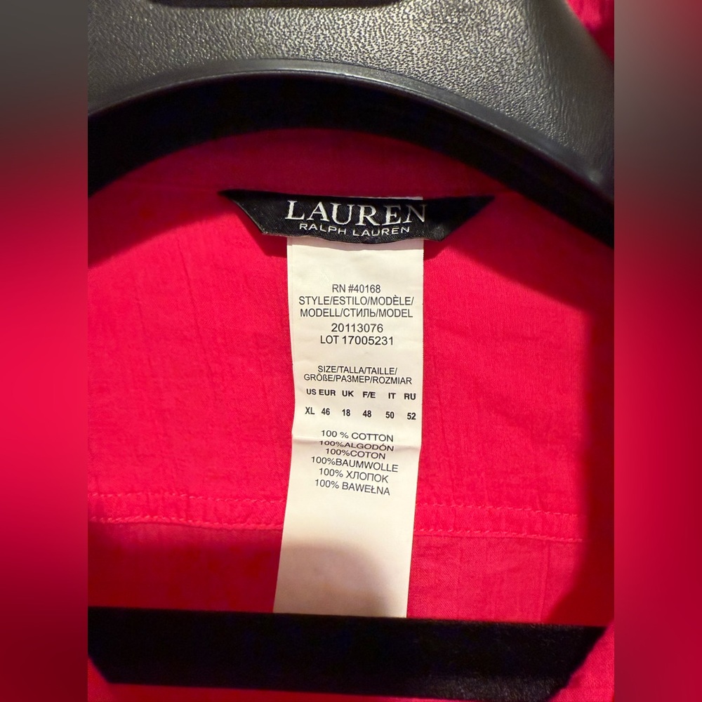 Ralph Lauren NWT Size XL Bright Pink Long Adjustable Sleeve Beach Cover-up - Picture 3 of 11